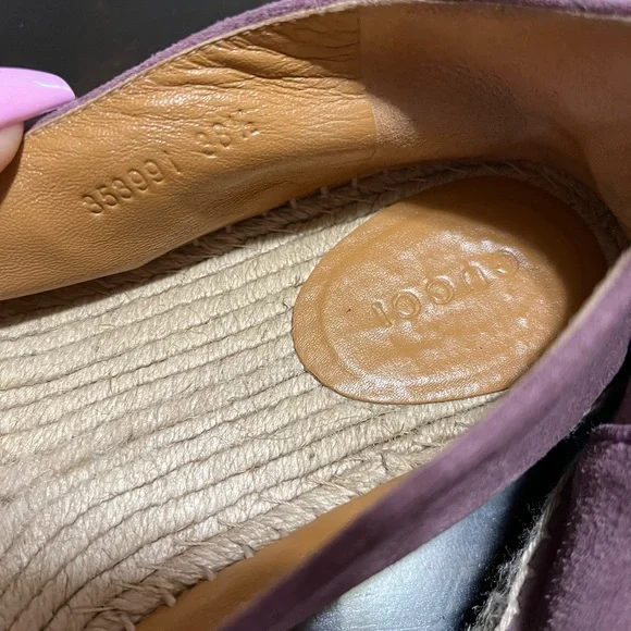 GUCCI Purple Leather Suede Espadrilles Flat Loafers Women’s Size 38.5
